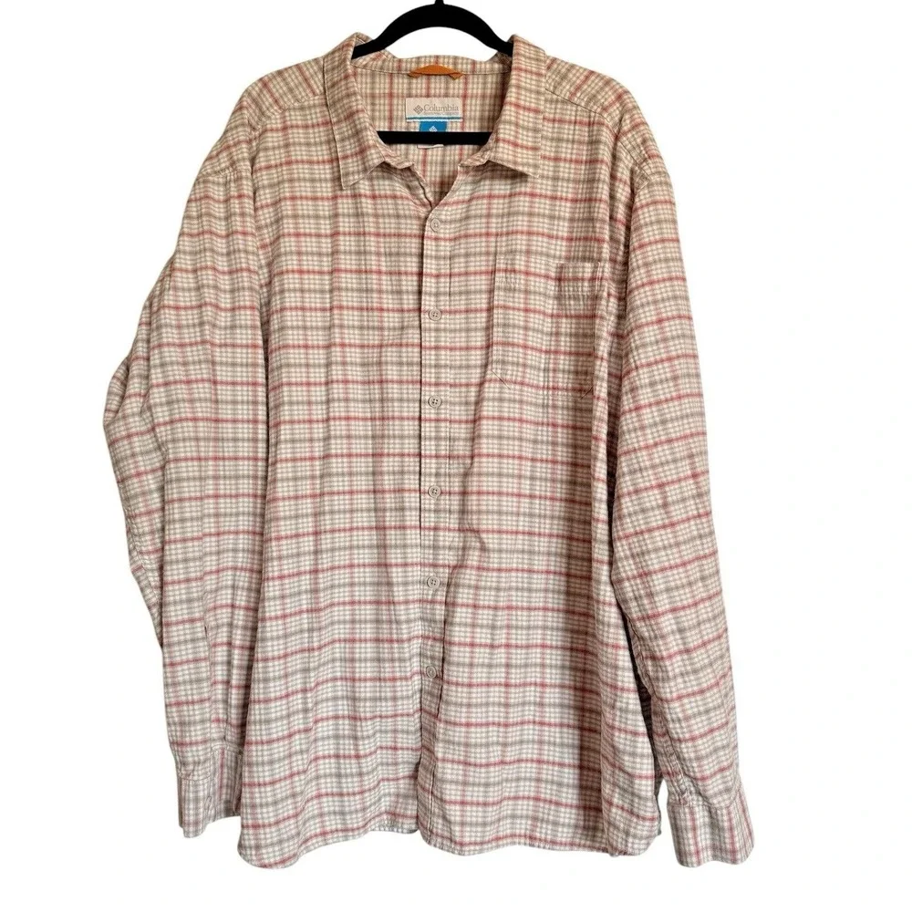 Columbia 3X Plaid Button Down Shirt Cotton Coastal Resort Outdoor Big & Tall